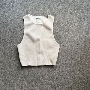 Babaton Cream Ribbed Knit Top